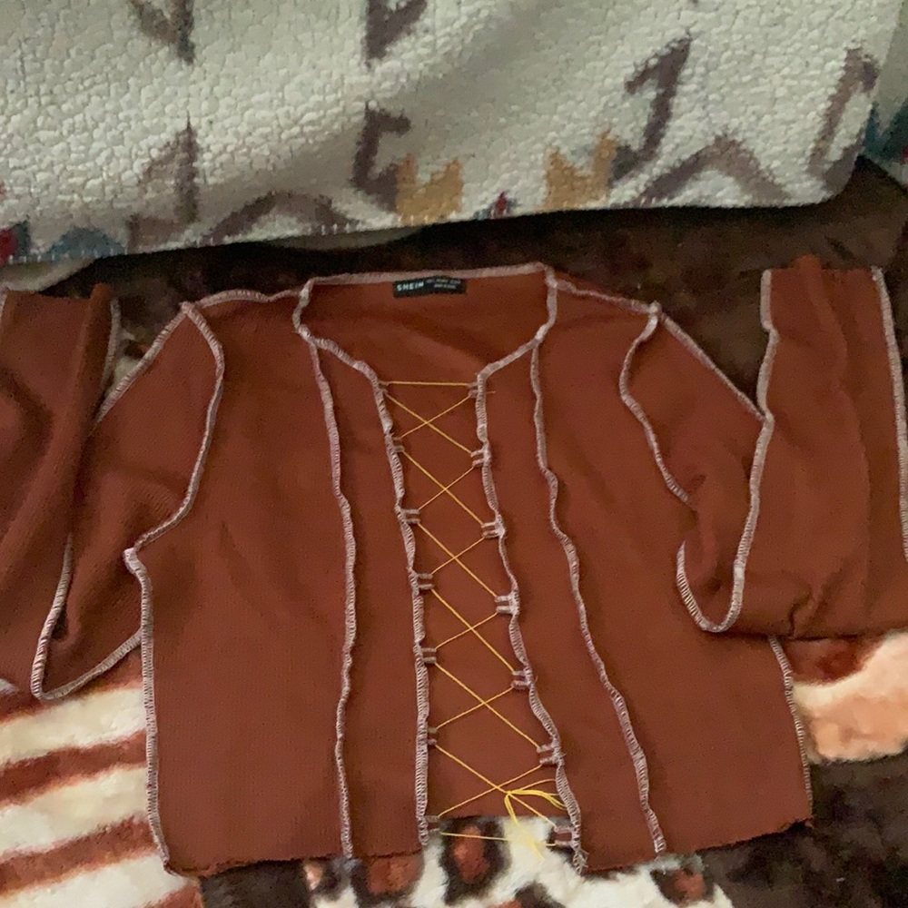 brown long sleeve top